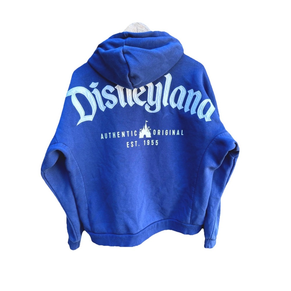 Disneyland Resort Hoodie Men's Medium Blue Fleece Lined Full Zip Activewear